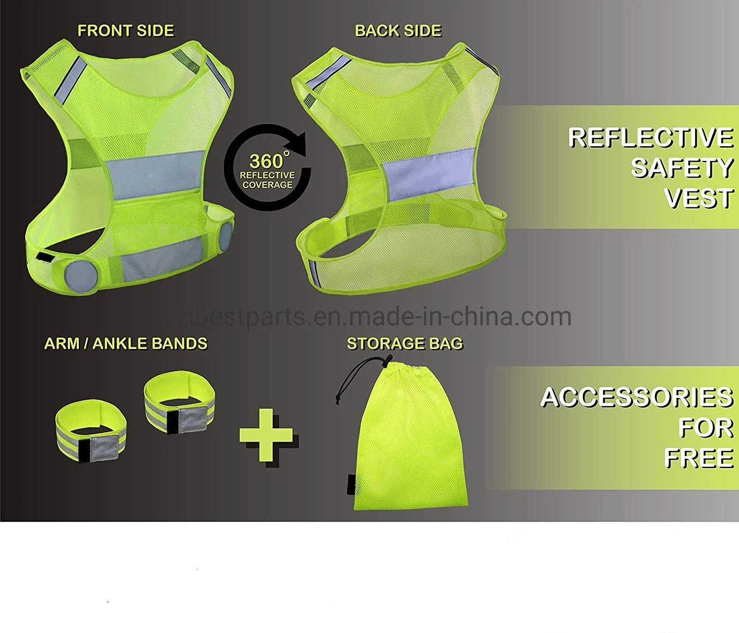 Wholesale/Supplier Wearable Breathable Traffic Emergency Vest Illuminated LED Safety Vest Fire Lime Green High Vis Visibility Reflective Vest