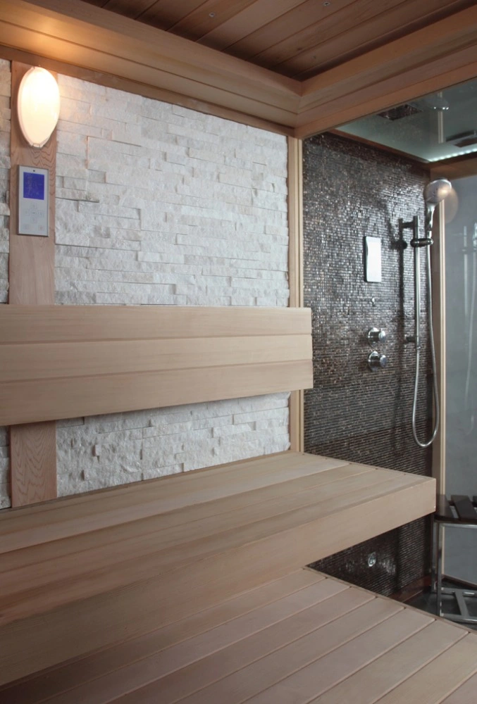 Casa familiar de lujo en el fondo de madera de Finlandia Sauna Sauna de Vapor 8 persona