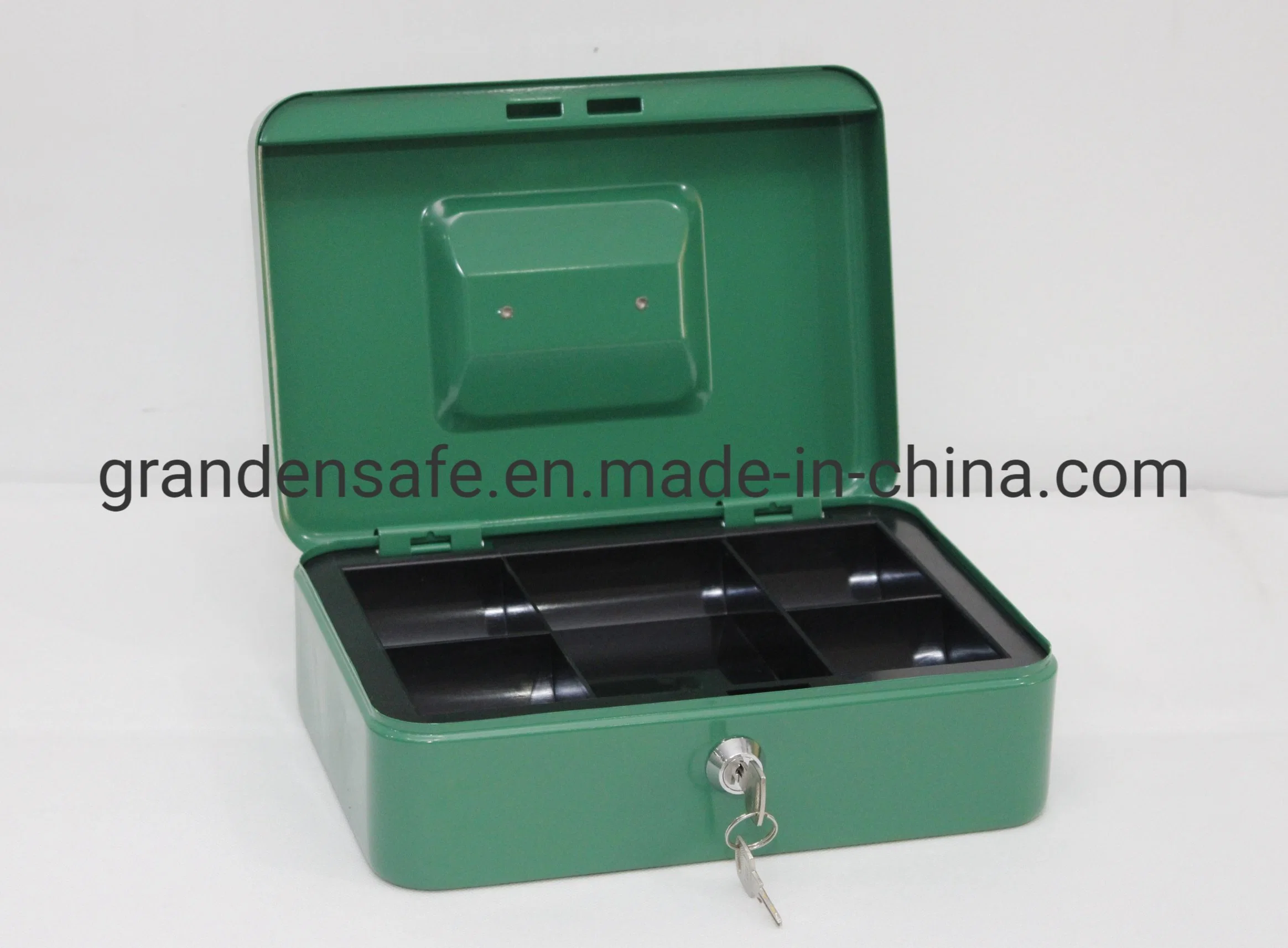 Portable Metal Cash Box with Money Tray Key Lock (M250-90(10"))