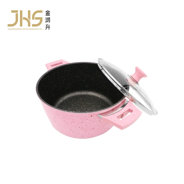 Cozinha rosa em alumínio Non-Stick Panelas Sopa Caçarola Stock Pot Forno Holandês Pot