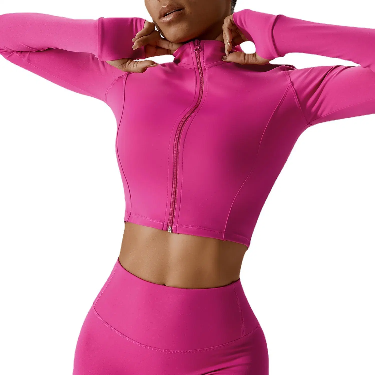 Women Yoga Set Workout Clothes Sports Gym Legging Seamless Fitness Zip Long Sleeve Crop Top Yoga Suit Sportswear