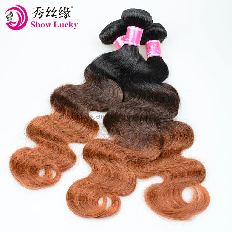 Peinados de moda de grado superior del cuerpo de la India Paquetes de onda Ombre cabello tejido tono tres 1b 4 30 No el Cabello Remy 16"18"20" 3 PC