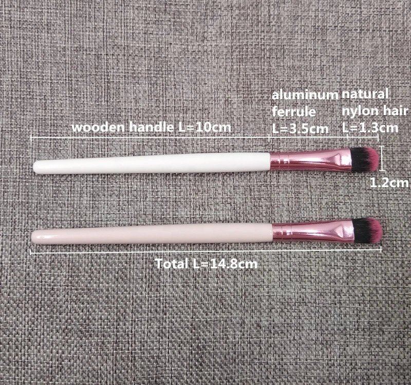 Pink White Cosmetic Eyeshadow Brush Vegan Nylon Fibre Single