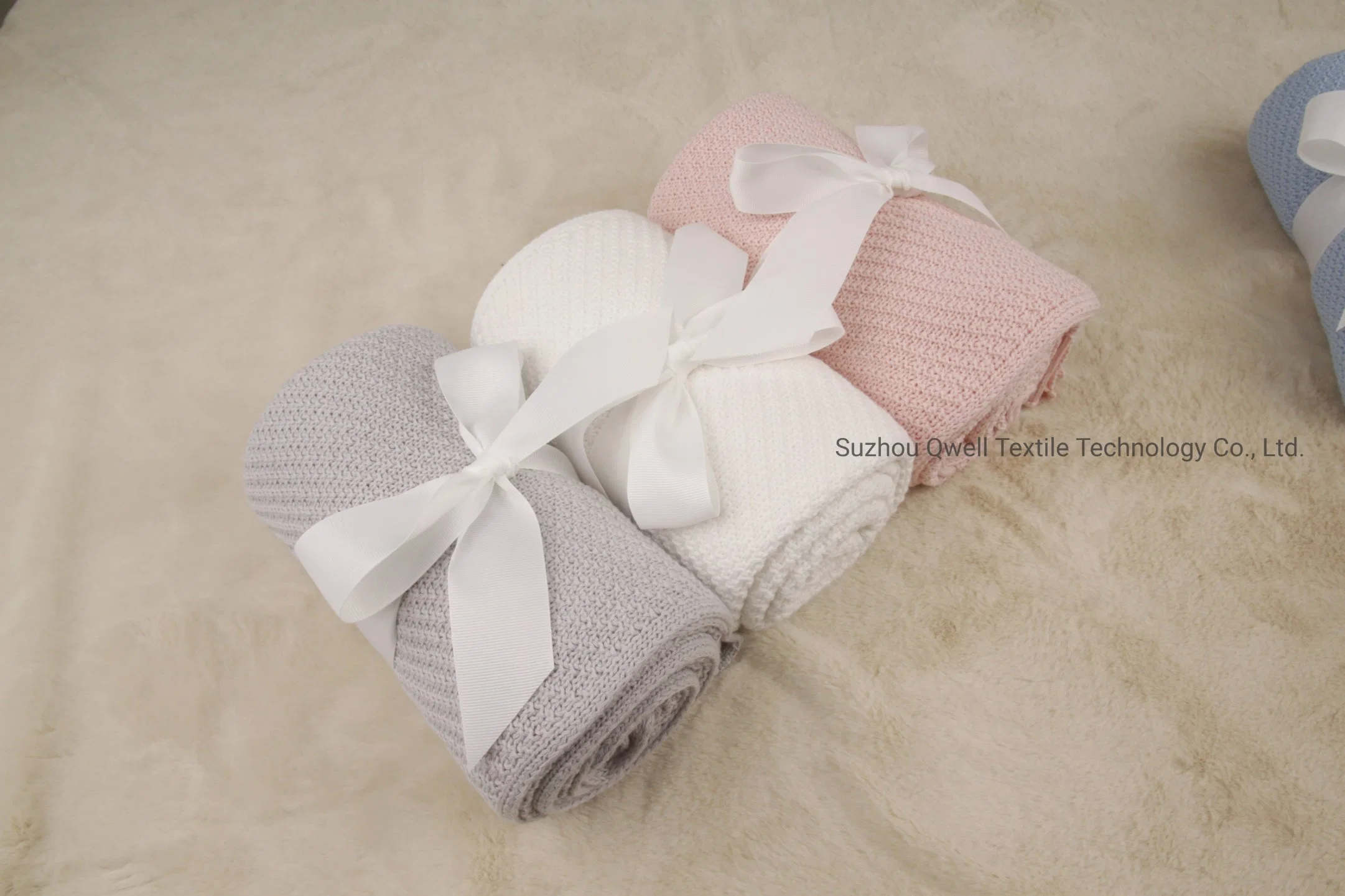 100% Cotton Organic Cotton Soft Breathable Knitted Baby Blanket