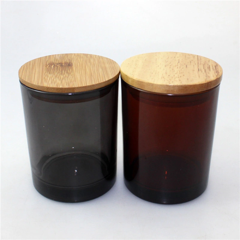 Hot Sale Customized 8oz Transluence Glass Candle Jars with Wood Lid