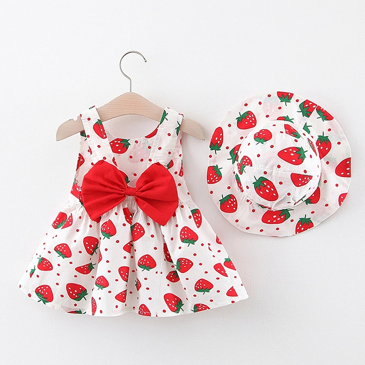 Großhandel/Lieferant Mode Kinder Mädchen Kleid Obst Muster Ärmellos Prinzessin Baby Kleid