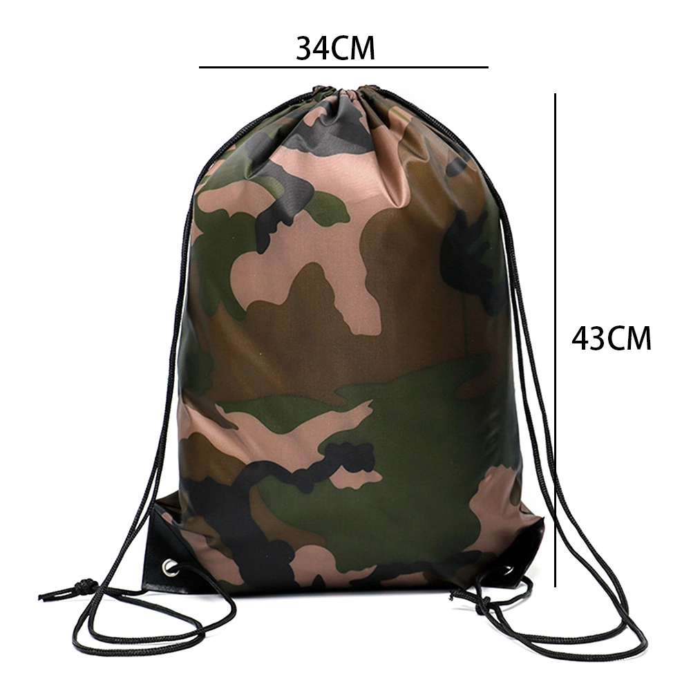 Camouflage Backpack Drawstring Bag 210d Polyester Sports Gym Bag Outdoor Camping Hiking Storage Bag Sackpack