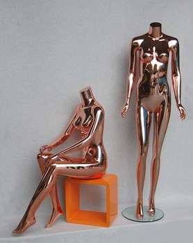 Rose Gold Fiberglass Female Mannequin for Ladies Dress and Clothes