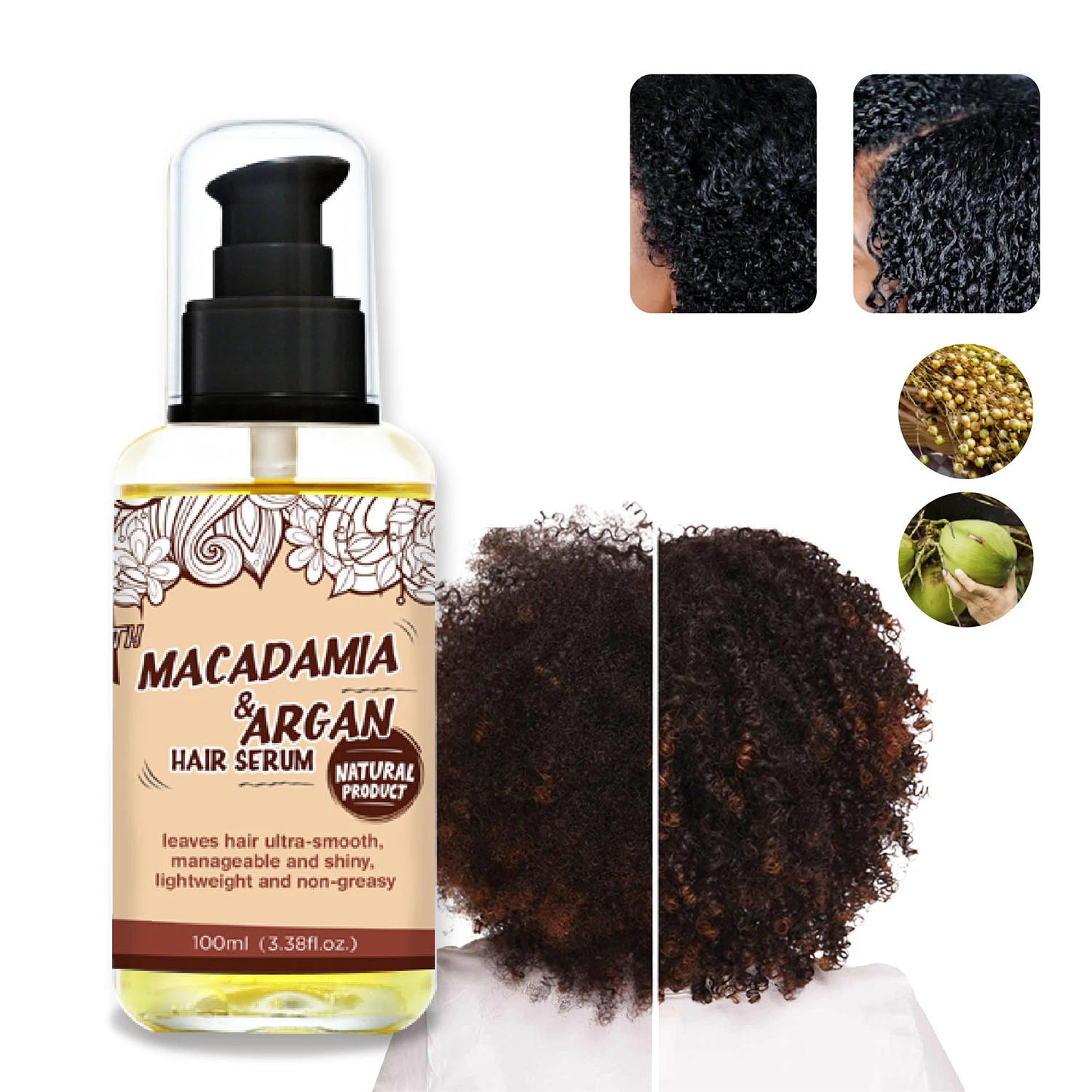 100% Pure Cosmetic Macadamia &amp; Argan Hair Oil