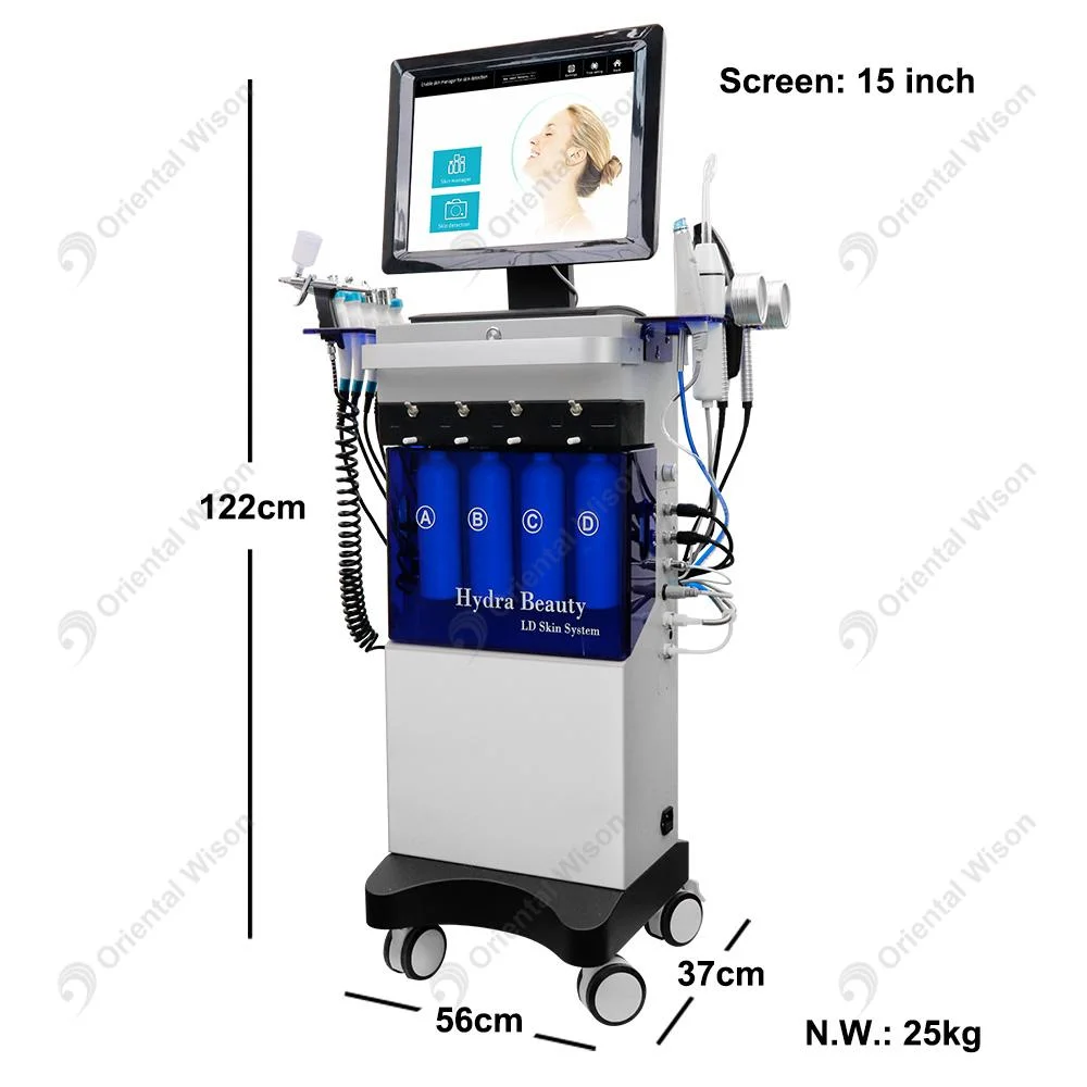 10 in 1 Skin Analysis Skin Analyzer Hydro Diamond Peeling Dermabrasion Oxygen Facial Cleaning RF Vacuum Cavitation PDT Skin Care Beauty Salon SPA Use