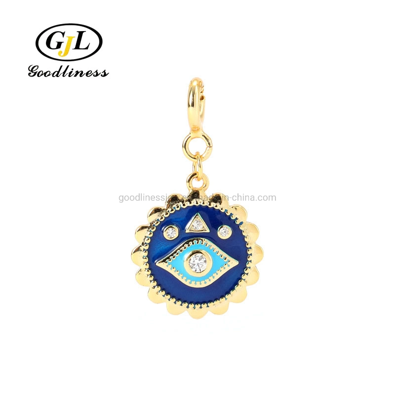 Evil Eye Blue Enamel Silver Necklace Fashion Jewelry for Women