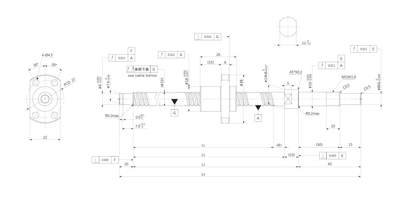 Kgg High Carbon Steel Ball Screw with 6mm Lead (GG Series, Lead: 6mm, Shaft: 10mm)