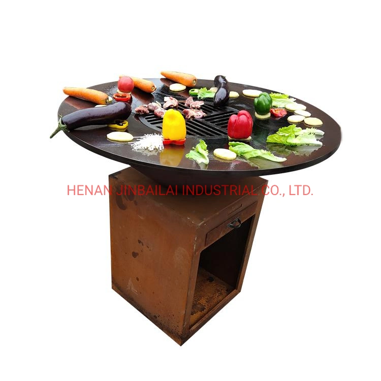 Quintal Grill Charcoal BBQ Família exterior Corten Aço fogo Pit CHURRASCO