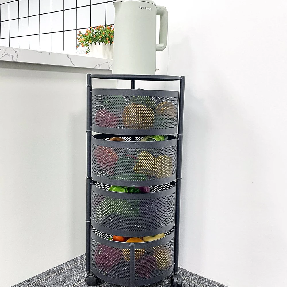 Cozinha armazenamento vegetal ou fruta prateleira rotativa suporte multiccamada Rack de armazenamento rotativo para casa de banho