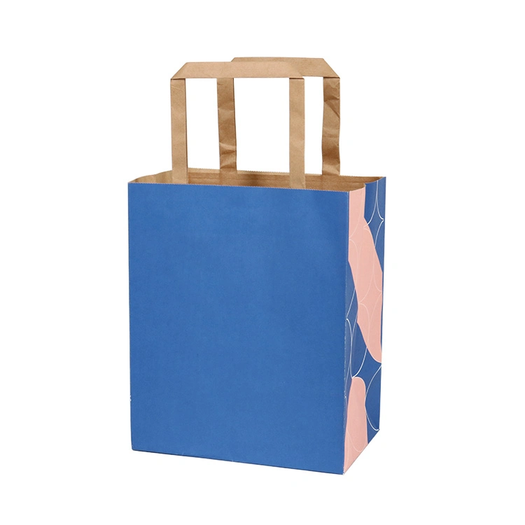 Amazom Shopping Bags Bulk Grocery Disposable Private Label Flat Handle Kraft Paper Bag Craft Paper Bags with Handles