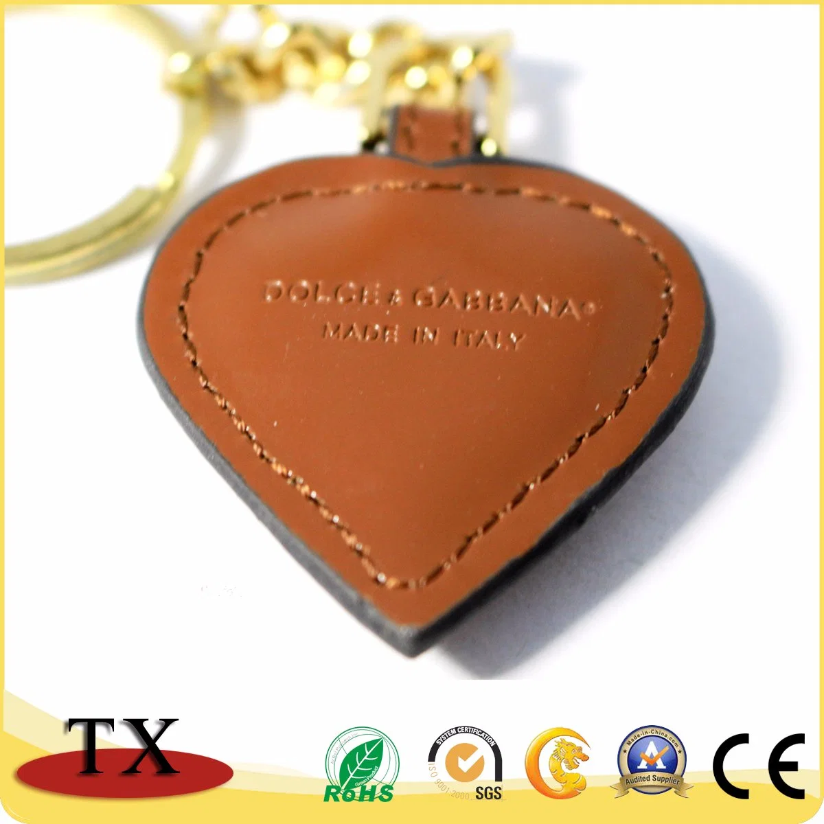 Venta caliente en forma de corazón personalizados Llavero llavero de cuero de PU