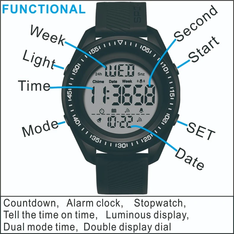 Simple Stop Watch Digital Waterproof Wrist Watch Sport Hombre