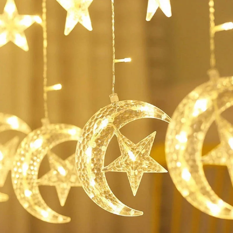 Ramadan Decorative Lights 138 LED Moon Star LED Lights String Christmas