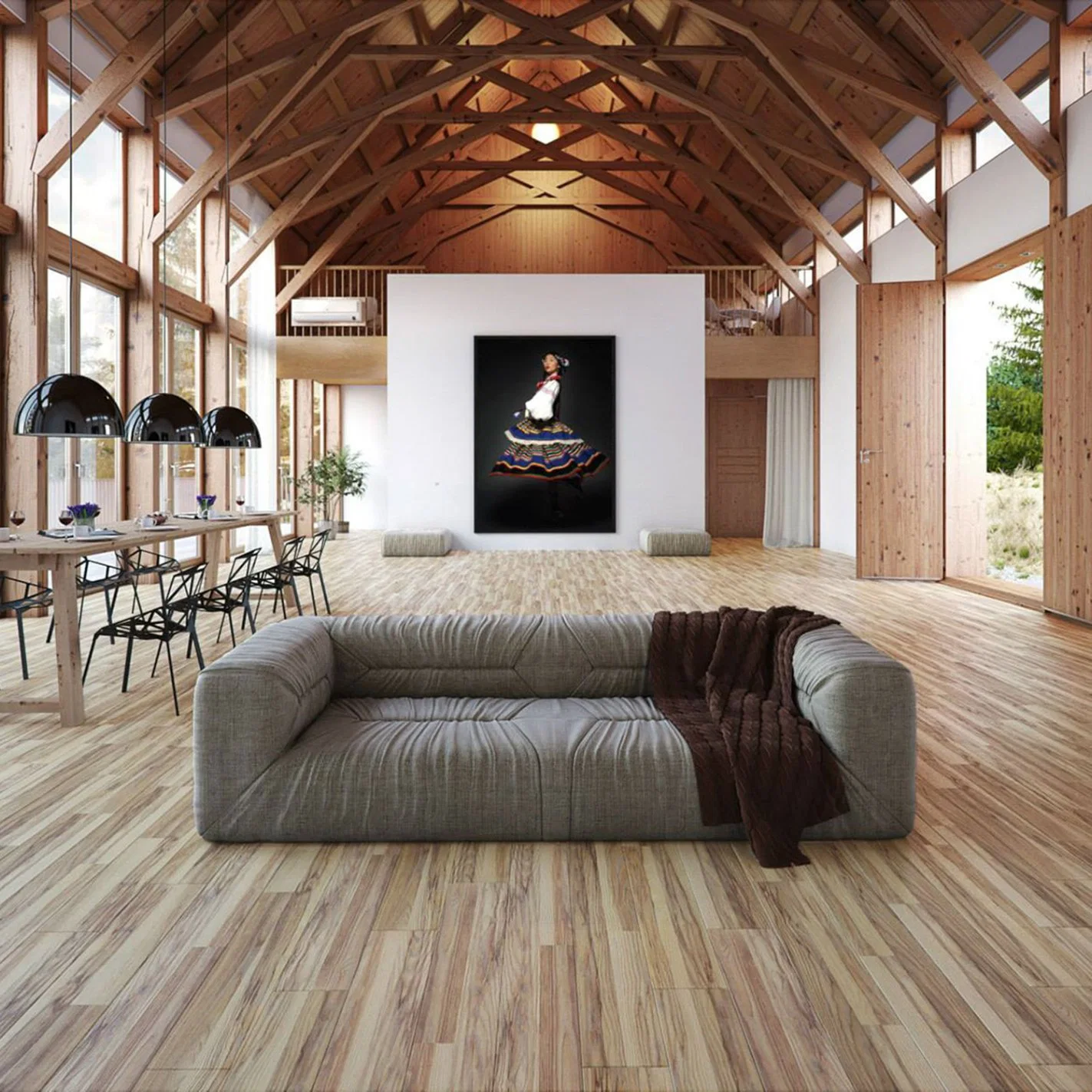 Som absorvente pisos laminados de madeira laminada em carvalho vinílico com relevo