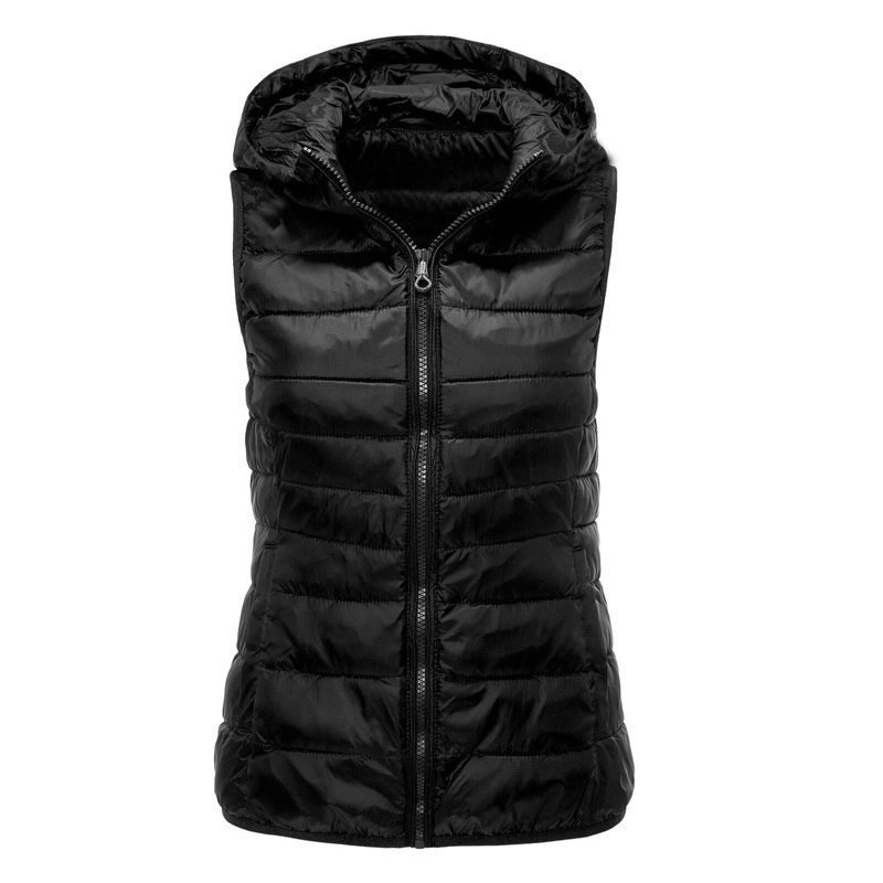 Mu Cross Border Women Warm Vest Hooded Cotton Jacket