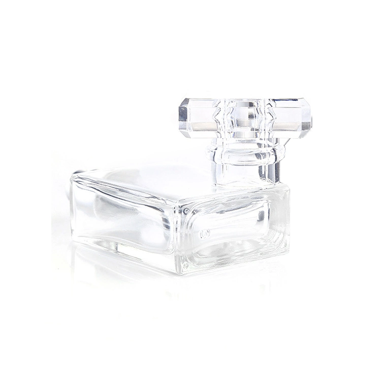 30ml Customized Clear Cosmetic Packaging Fragrance Packaging Unique Square Glass Perfume Bottle