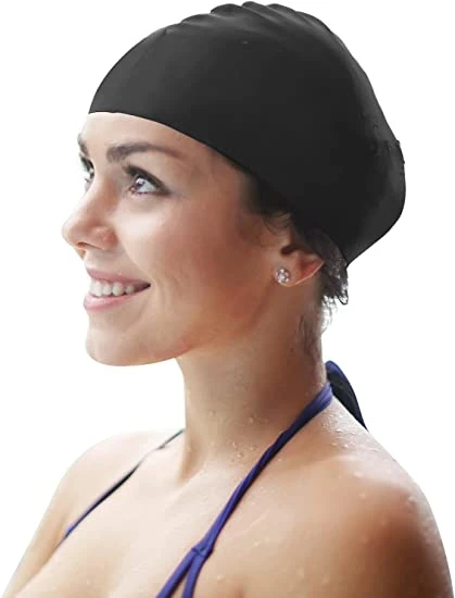 Gorra de baño de largo pelo de la chica Gorra de natación Hombres hielo Seda agua Deporte Elastic Nylon Turban Protección del cabello