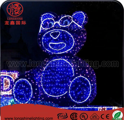 Outdoor Christmas PVC Tinsel 3D Giant Bear Motif Light Shopping Mall Decoration