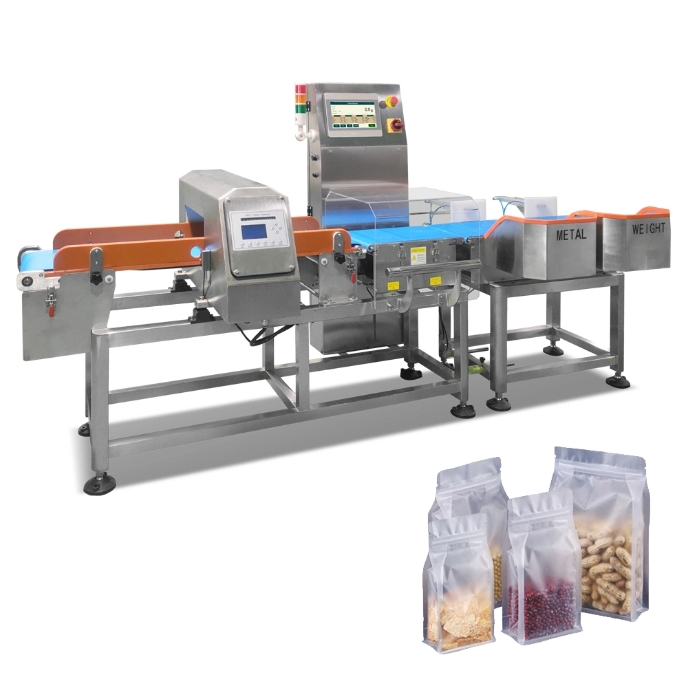 Personalización de unidades combinadas de fábrica en línea Checkweigher y detector de metales del sistema combinado para la alimentación