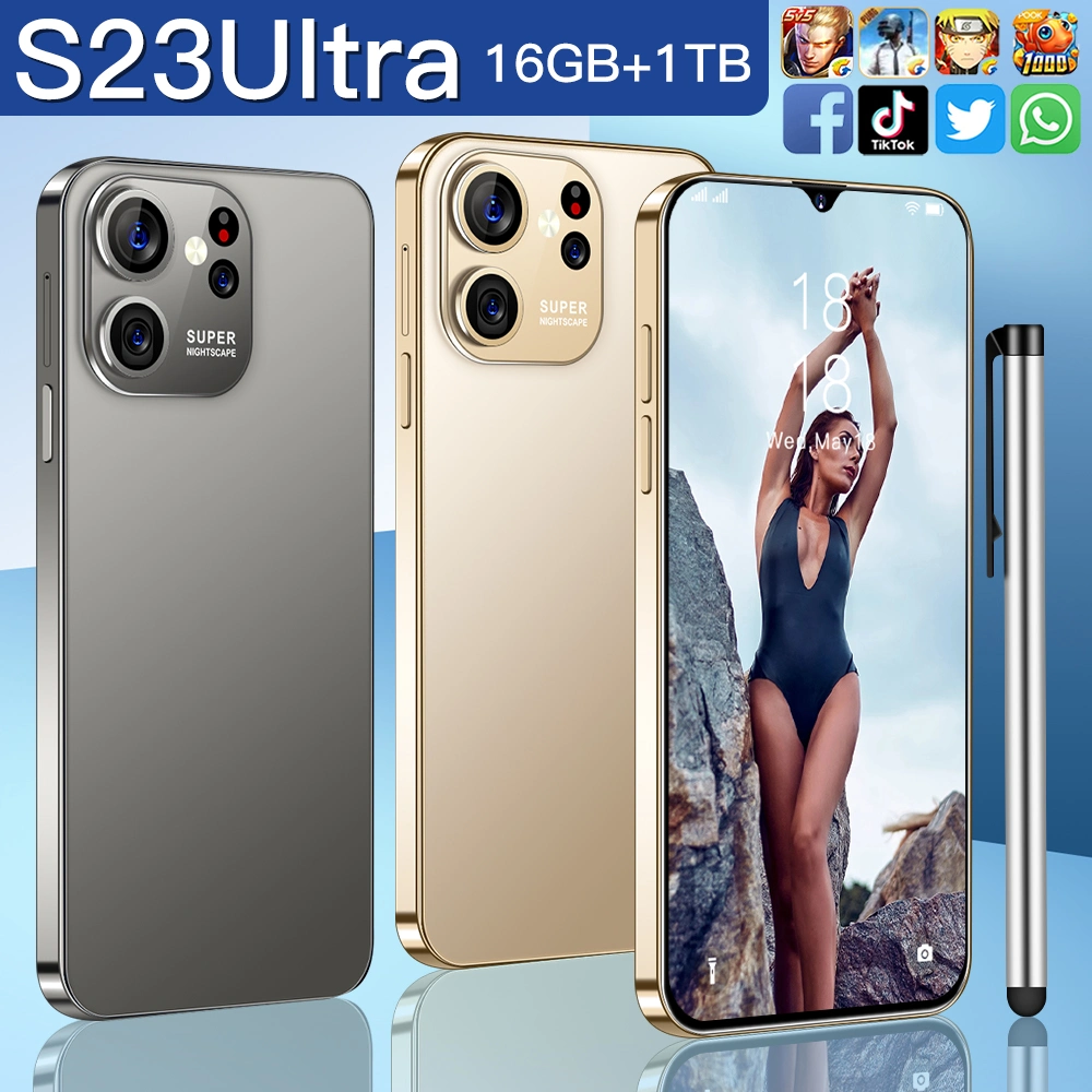 2023 هاتف ذكي جديد S23Ultra 6.8 بوصة يعمل باللمس فتح قفل الشاشة بالكامل 512 جيجابايت 1TB Camera Mobile Phone