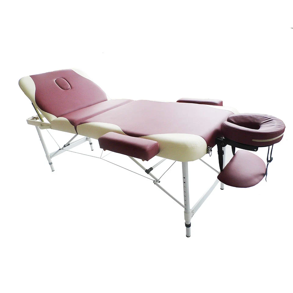 Hot Selling Foldable 3 section Aluminium Massage Table Round Corner Leather Massage Bed Equipment Furniture Table for Beauty,Salon (ZG28-013)