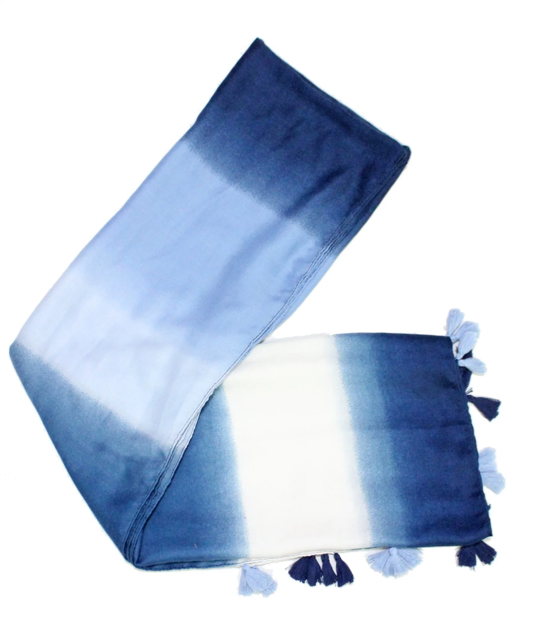 Autumn Long Scarf Digital Printing Gradient Blue with Tassel Soft Touch High quality/High cost performance 