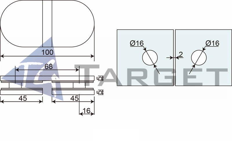 Framelss Shower Brass Shower Room Clips (GC90-G2)