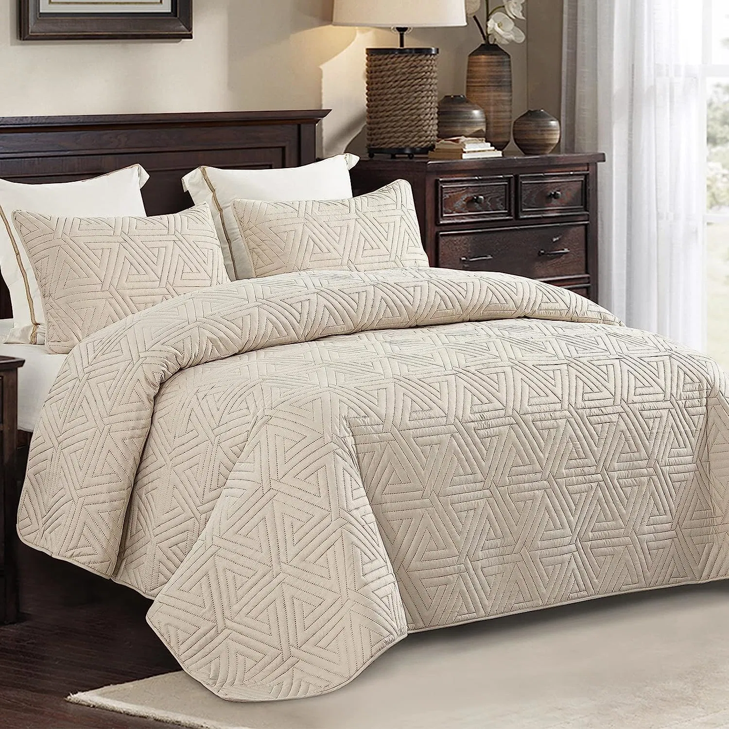 Hot Selling 100% poliéster Microfibra sólida cor Quilt Embossing Patchwork Bedspread