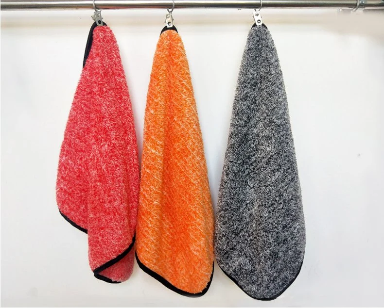 390GSM 35*35cm Microfiber Coral Fleece Cationic Cleaning Scouring Pad Absorbent Car Wash Towel Double-Sided Household Textile