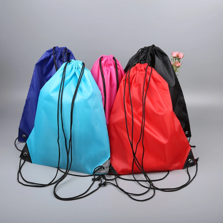 Wholesale Promotion Reusable Nylon Polyester Waterproof Shopping Tote Bag Customizable Small Drawstring Pouch Bag