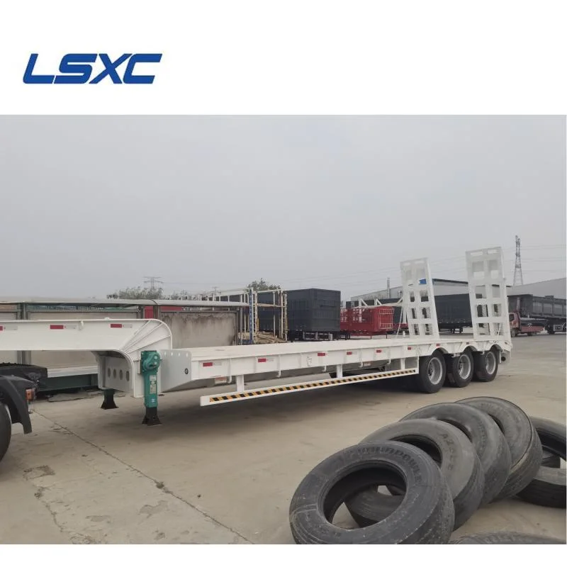 Low Price 40-120 Tons Lowbed Cargo Trailer Utility Truck Low Bed Semi Trailer