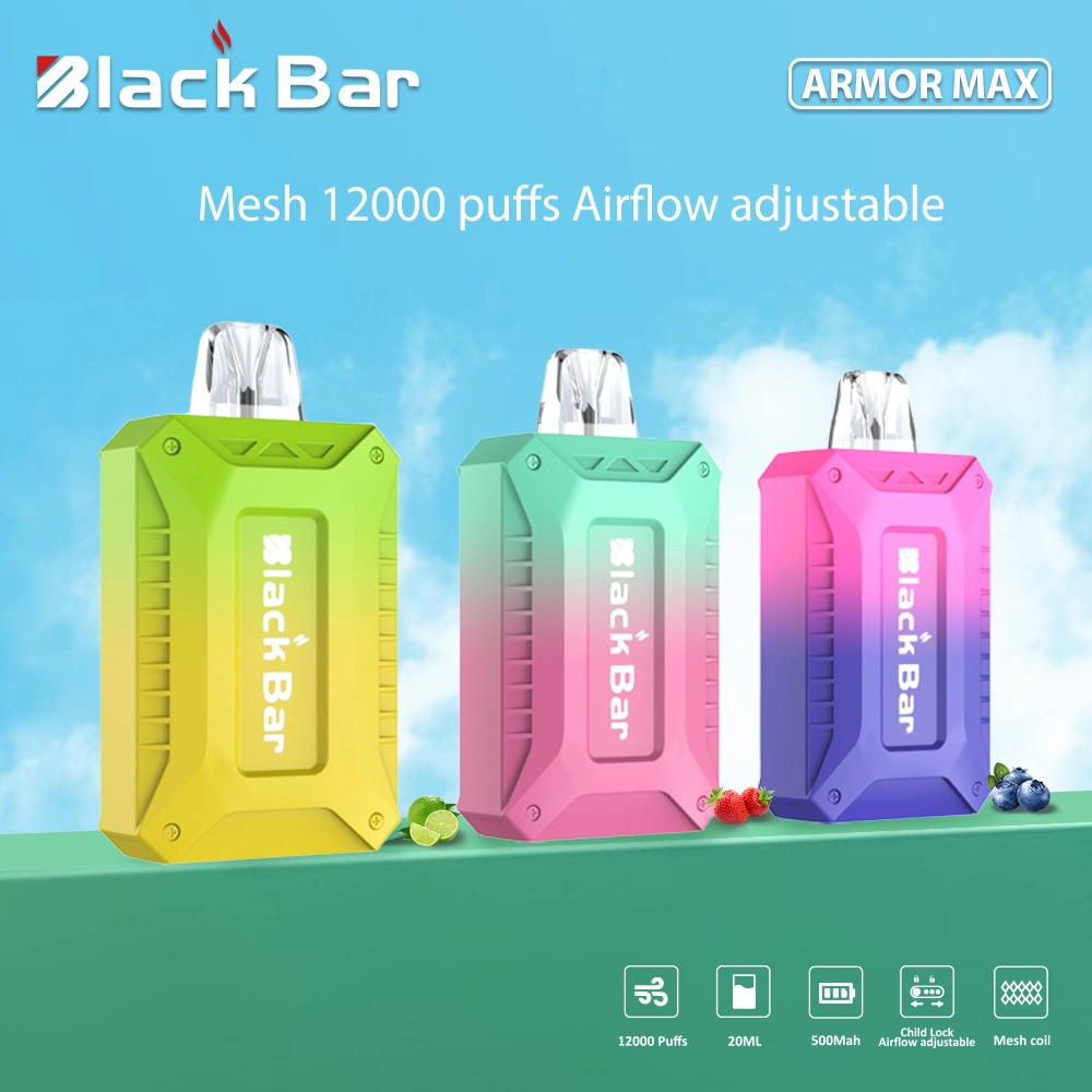 Nouveau design intégré housse anti-poussière jetable E cigarette Alibaba Puff Distributeurs Black Bar Armor Max 12000 Puffs Vape 10000 Puff