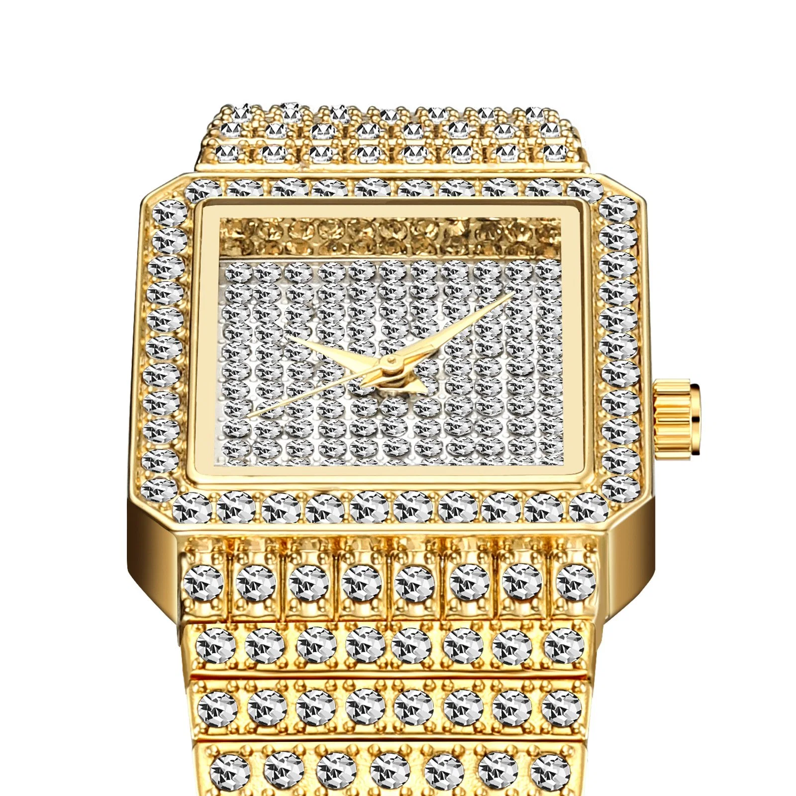 Diamonds Women Fashion Watch Geneva Designer Square Ladies Gift Wristwatch Luxury Brand Quartz 18K Gold Watch