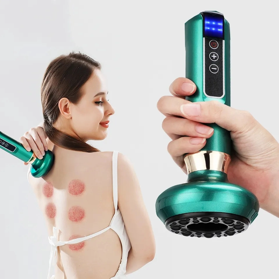 12 Gear Rechargeable LED Intelligent Air Breathing Cupping Heating Device Portable Electric Guasha Cupping Massage Machine