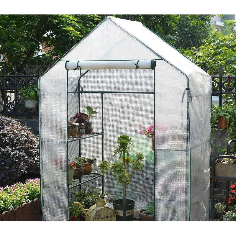 3 Tier Garden Backyard Walk in Mini Portable Green House Kit Plastic PVC Cover Greenhouses