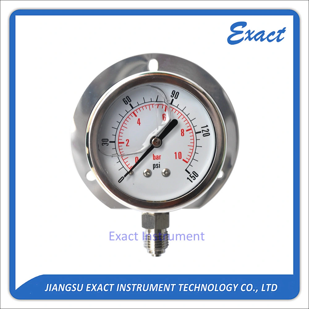 Manómetro de presión lleno de aceite inoxidable-manómetro de tubo Bourdon- manómetro hidráulico y neumático-antivibración-aire &amp;agua con brida frontal
