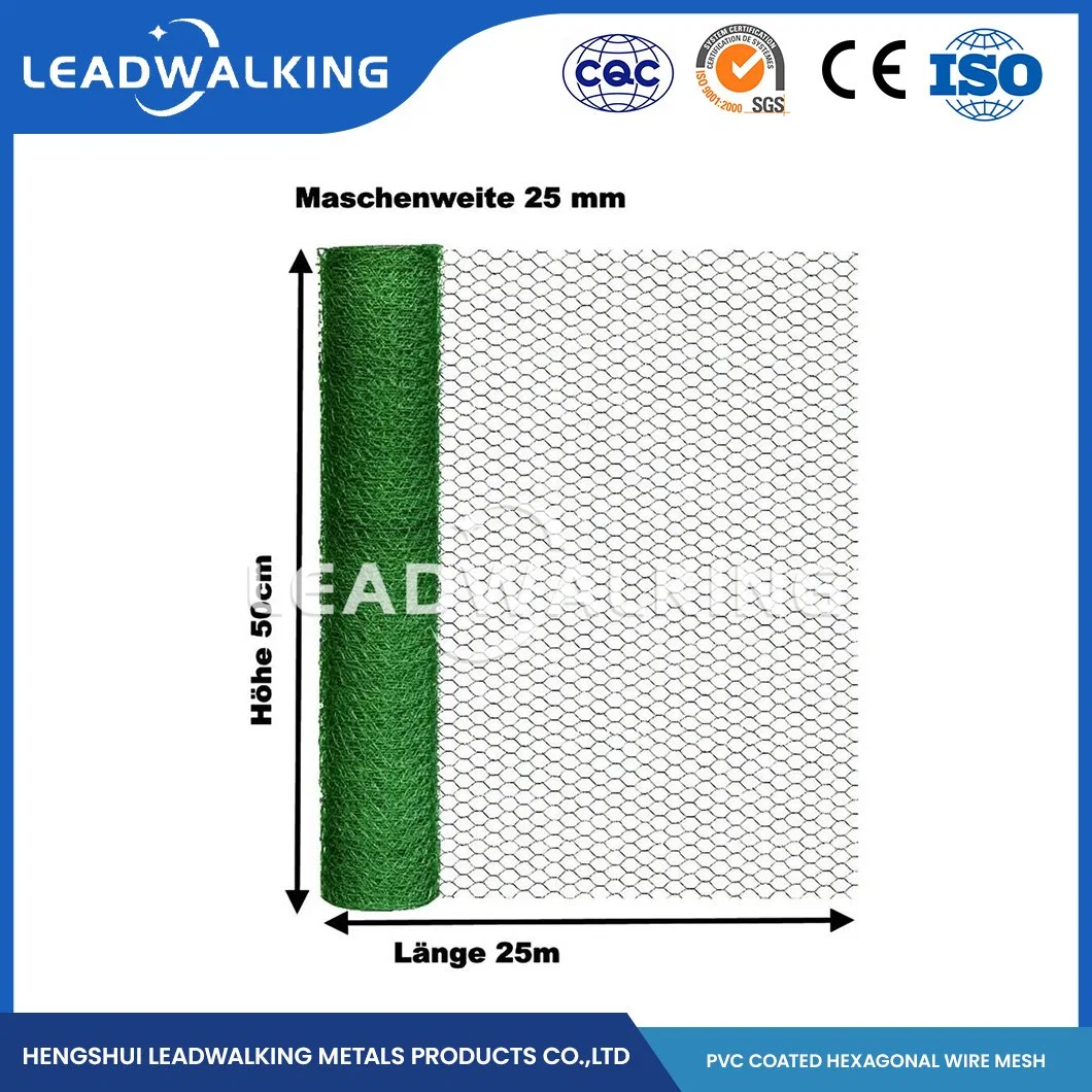 Leadwalking PVC material de alambre tejido de PVC recubierto de PVC malla de alambre Fábrica China malla de 1/2 pulgadas DIP Red hexagonal