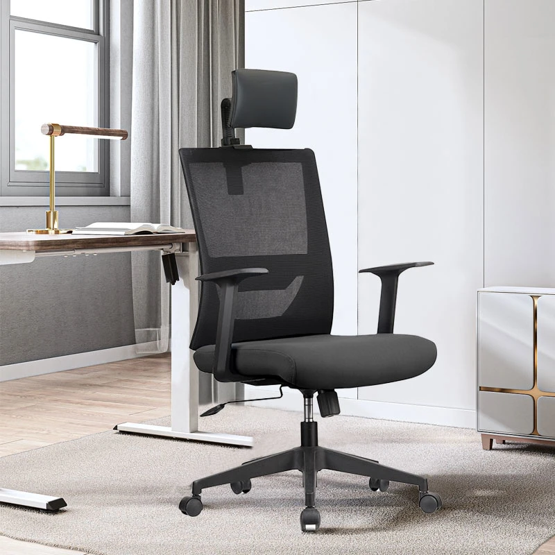 Chaise de bureau ergonomique commerciale en tissu moderne à dossier haut à prix abordable.