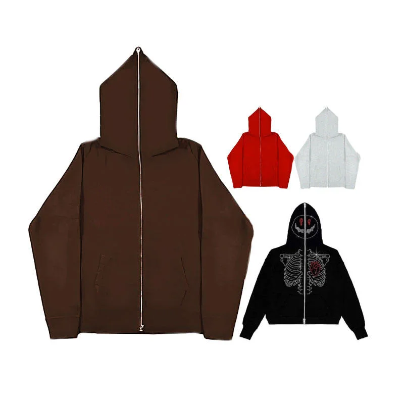 Super Heavyweight Plush Full-Zip Cool Pattern Hooded Jacket