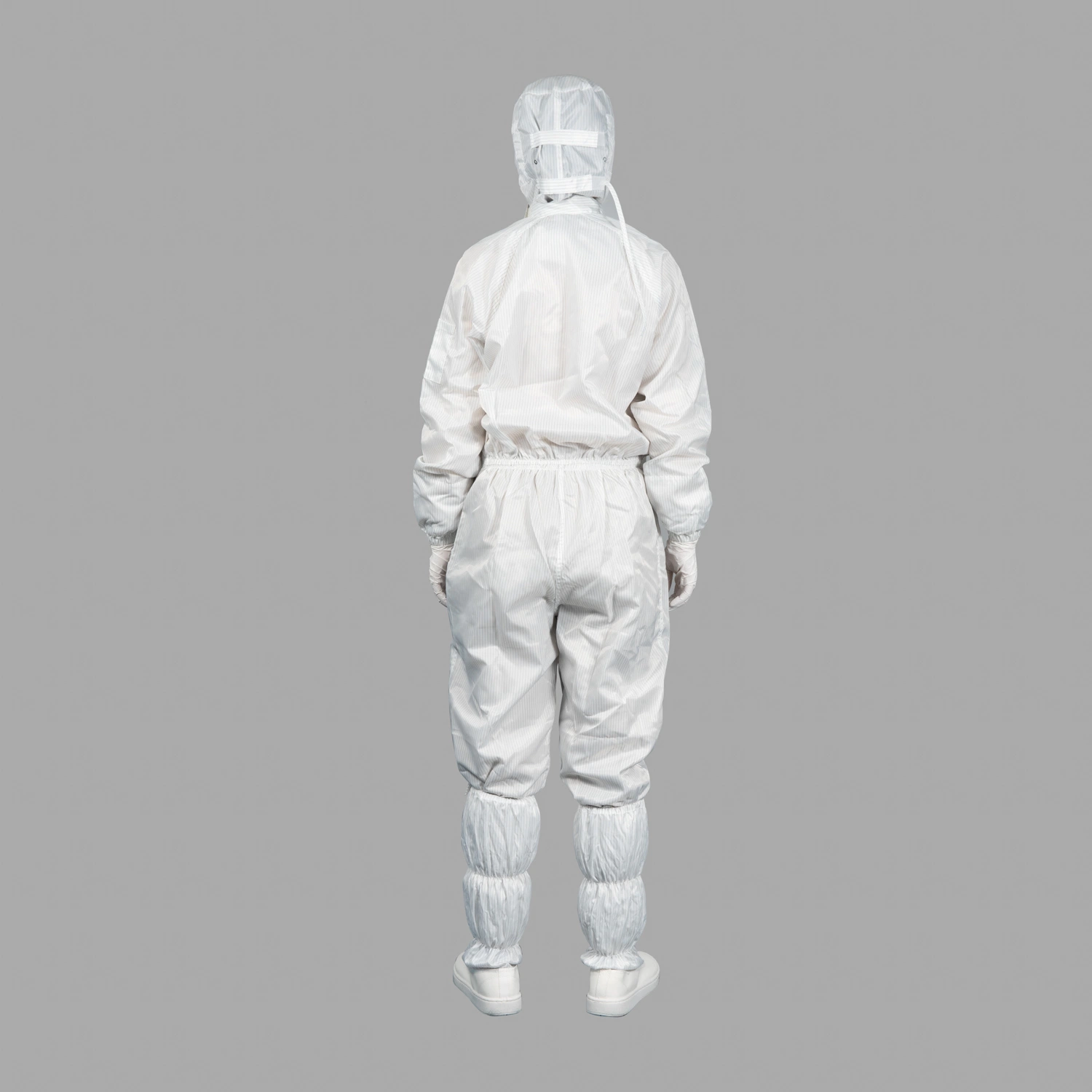 0.5 Grid 100% Polyester Filament Yarn MID-Open Placket Duet-Free ESD Hooded Jumpsuit