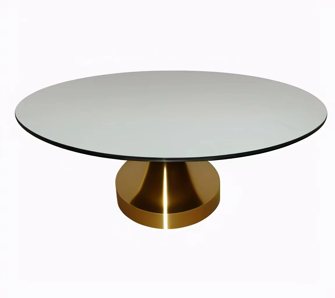 Top Quality Metal Round Gold Table Modern Living Room Furniture Living Room Edges Silver Coated Round Glass