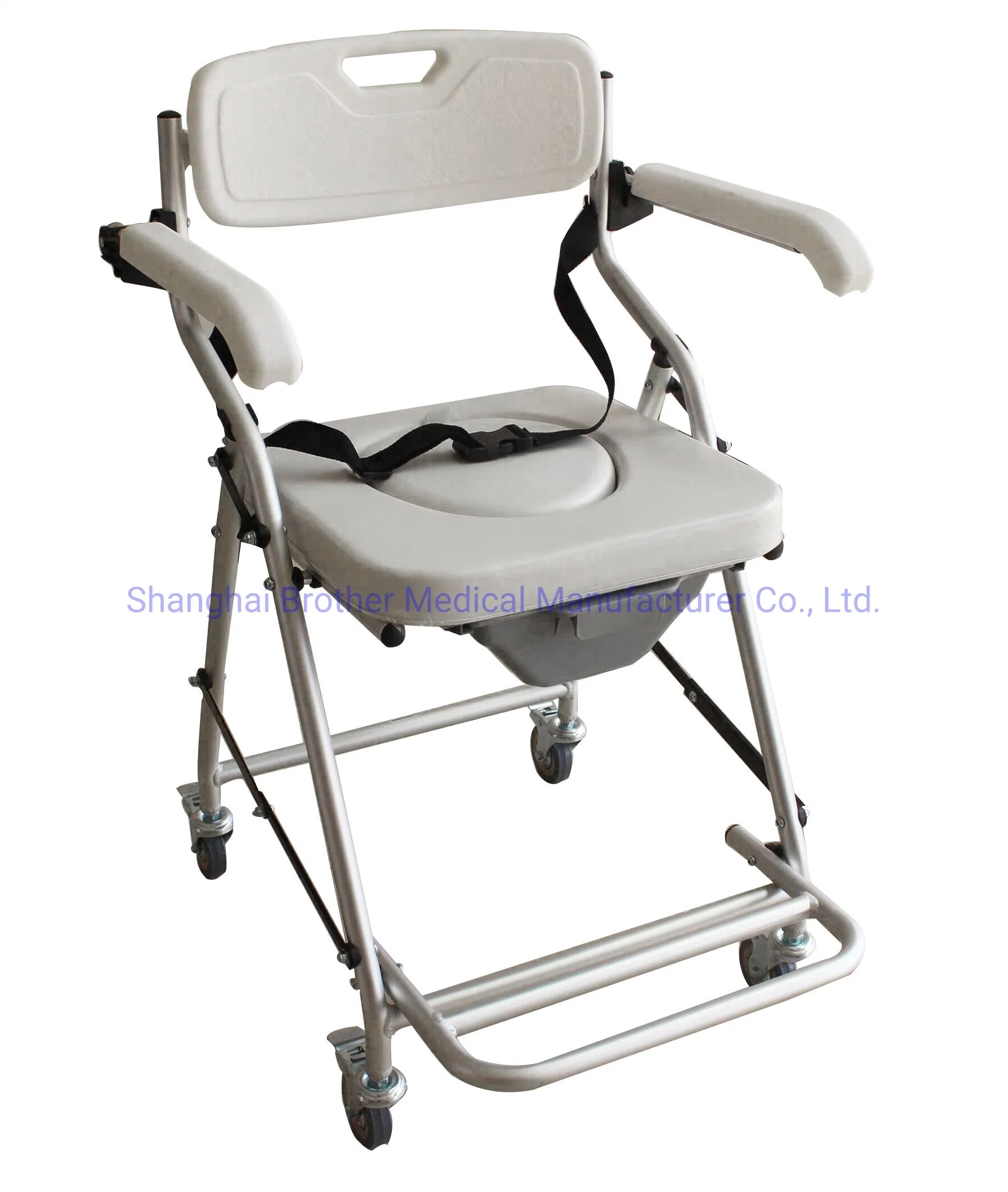 Best Selling Medical Equipment Steel Folding Commode Wheelchair