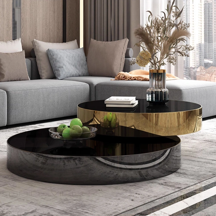 Light Luxury Rotating Tea Table Modern Simple Living Room Telescopic Creative Circular Tea Table