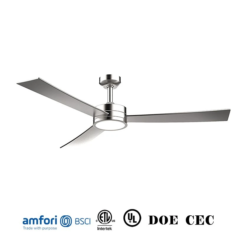 Industrial Modern Vintage Home Appliance Furniture Air Cooler Exhaust Ventilation Decorative Lighting Hanging Fans 52 Inch ABS Blade LED Ceiling Fan