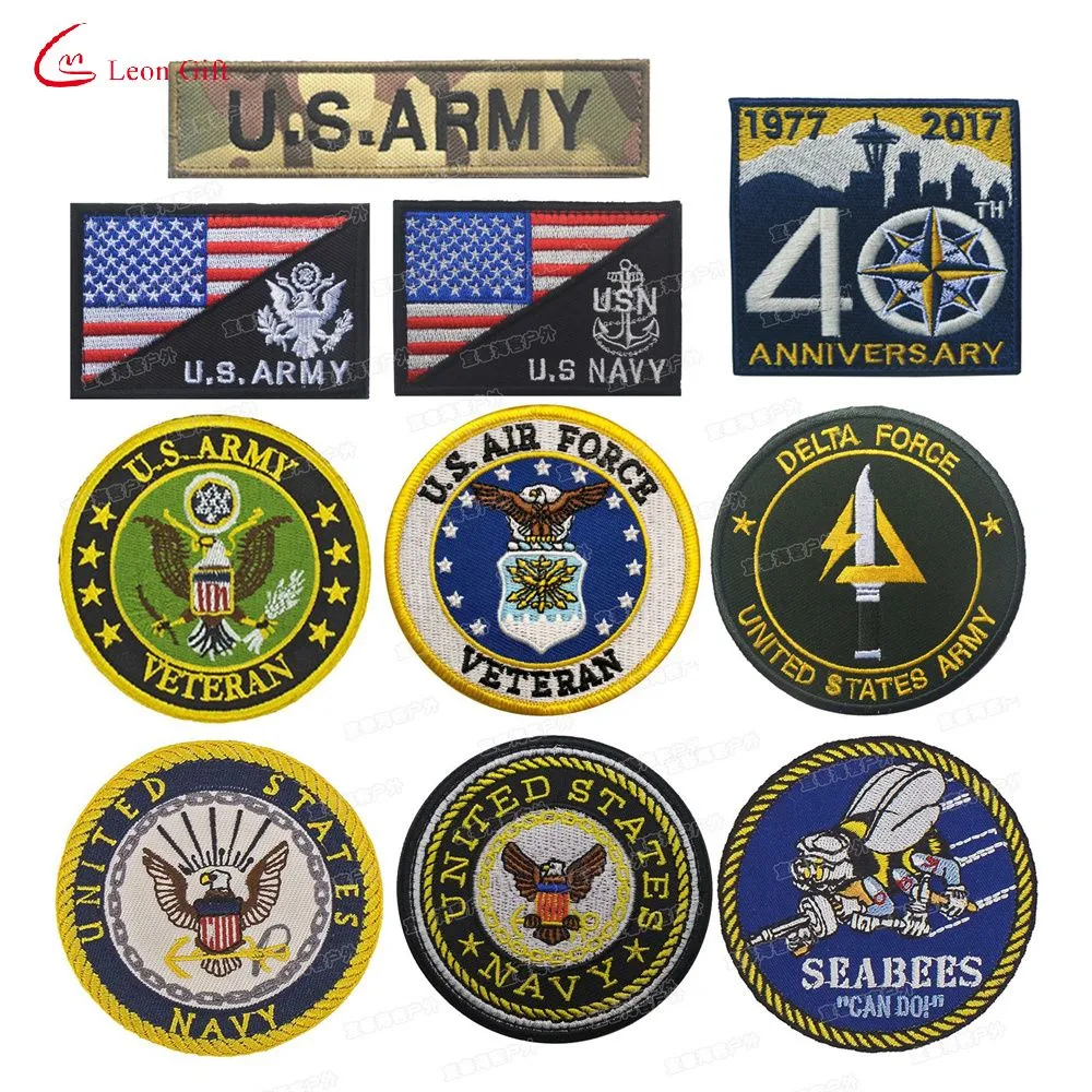 Factory Custom Design US Army Badge Sea Land Velcro tático Emblemas de polícia militar de Badge acessório de saco Embroiedred